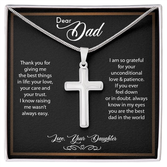 To My Dad | Thank You - Stainless Steel Cross Necklace